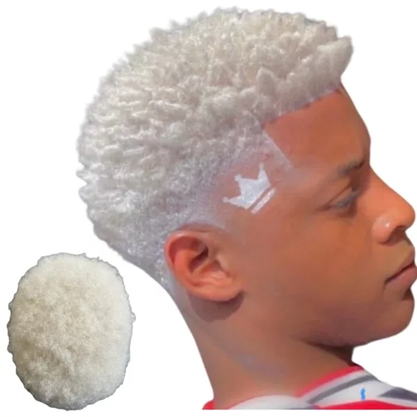 Root Afro Toupee Platinum Color for Black Men