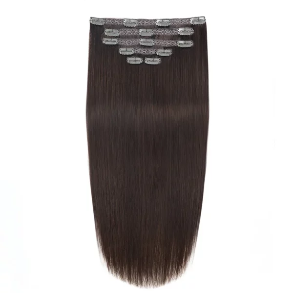 Clip in Hair Extensions Straight Hairpiece Full Head European - Image 27