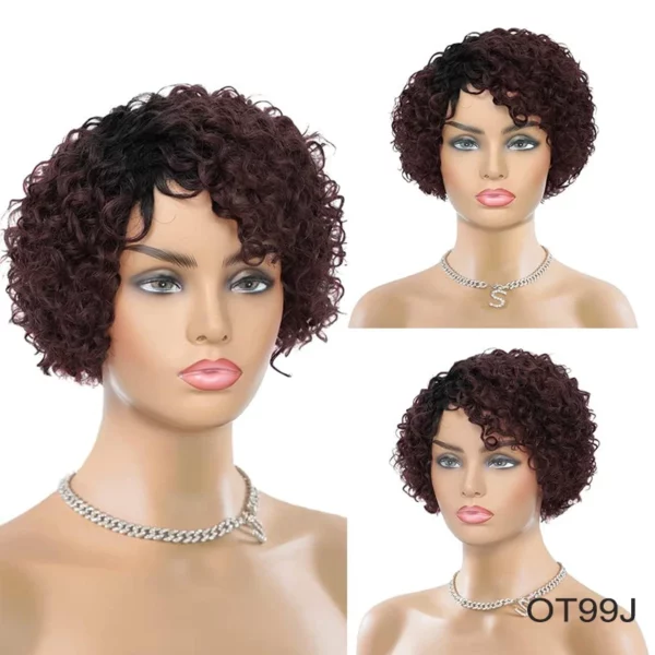 Short Kinky Curly Afro Short Pixie Cut No Lace Front Brazilian Remy Wigs - Image 8