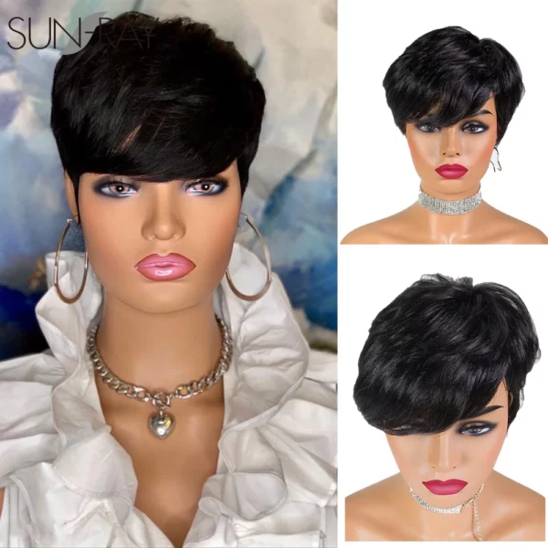 Short Cut Straight Remy Brazilian Highlight Glueless Wig