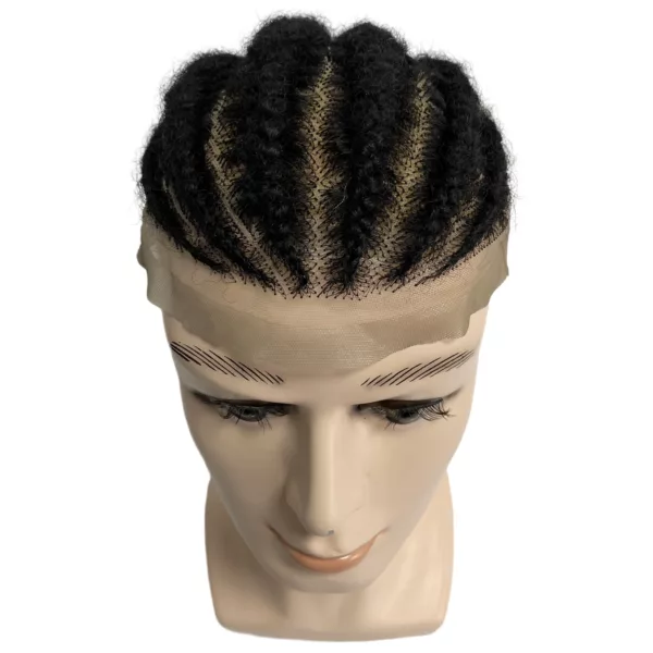 Afro Corn Braids Full Lace Toupee for Men - Image 4