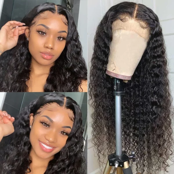 Water Wave Transparent Lace Frontal Brazilian Remy Curly Wig - Image 3