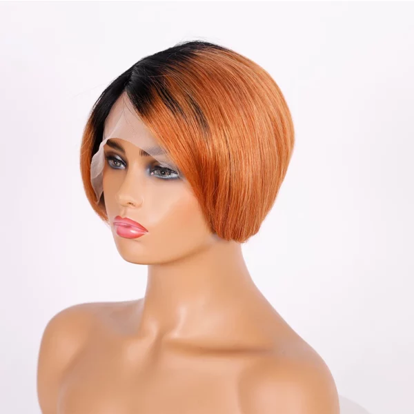 Short Pixie Cut Lace Wig Side Part Bob Peruvian Straight - Image 13