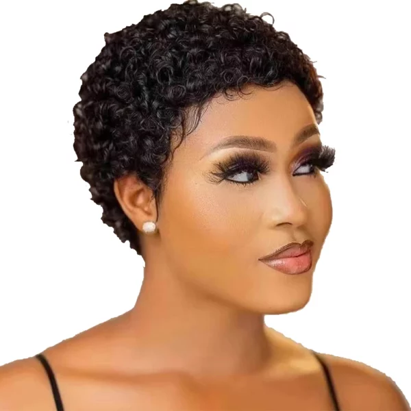 Short Curly Pixie Cut Brazilian Glueless Afro Kinky - Image 12