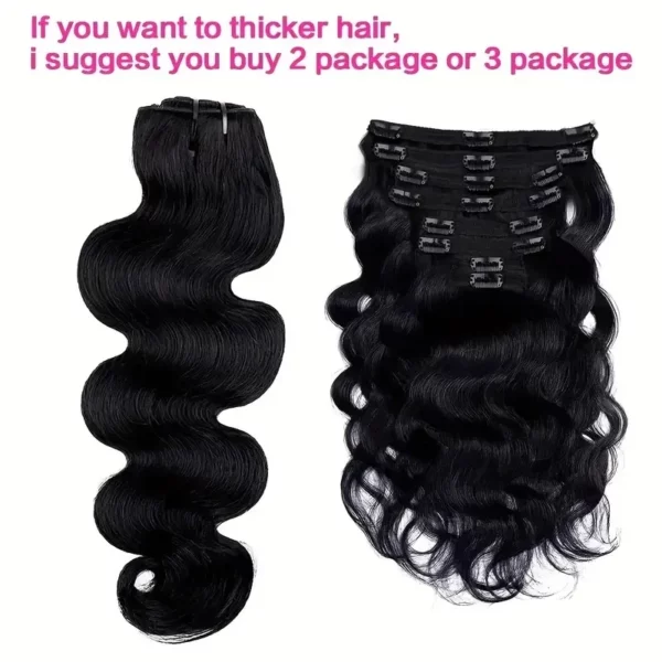 Clip in Body Wave Hair Extensions 100% Unprocessed Virgin Human Hair - Image 8