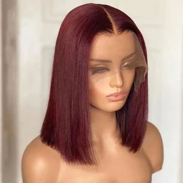 Highlight Straight Short Bob Transparent Lace Frontal Ombre Highlight Wig - Image 7