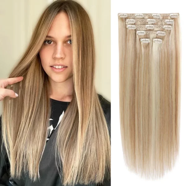 Clip in Hair Extensions Straight Hairpiece - Image 11