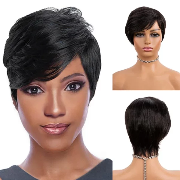 Brazilian Pixie Wigs With Bangs Cheap Glueless Wig