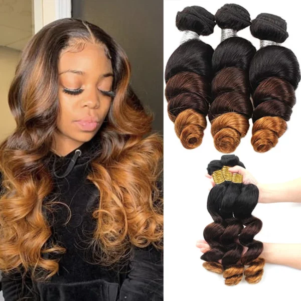 Malaysian Ombre Lace Closure Weaves Bundles - Image 14