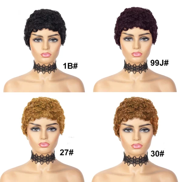 Short Curly Pixie Cut Brazilian Glueless Afro Kinky - Image 13