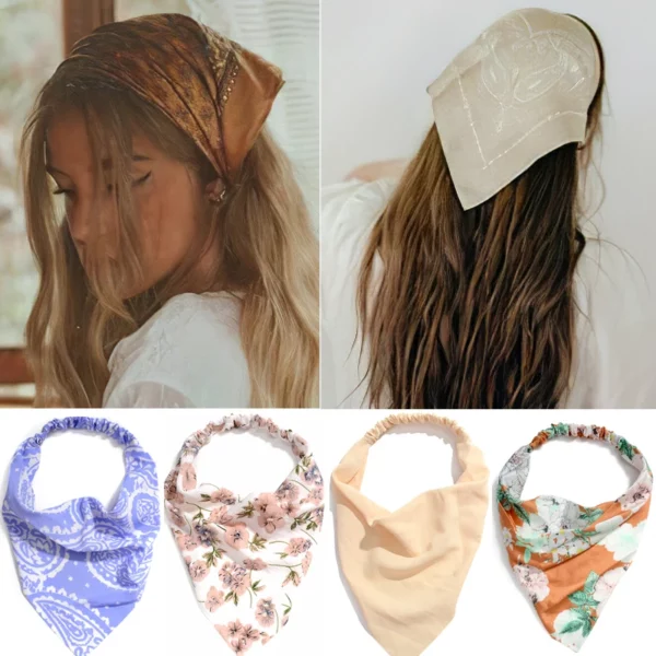 Summer Vintage Print Flower Beach Bandana Hair Scarf