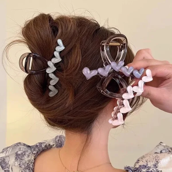 Elegant Jelly Heart Hair Claw Clip