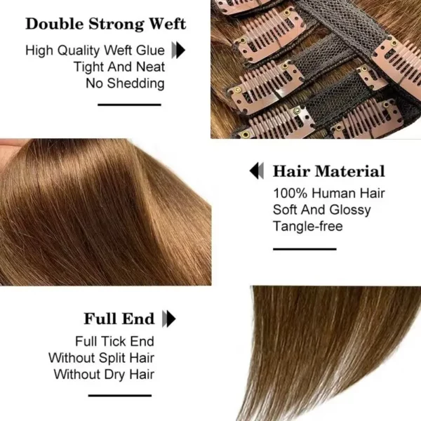 Clip In Hair Extensions Brazilian Remy Straight Hair - Image 14