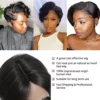 Short Pixie Cut Lace Wig Side Part Bob Peruvian Straight - Image 12
