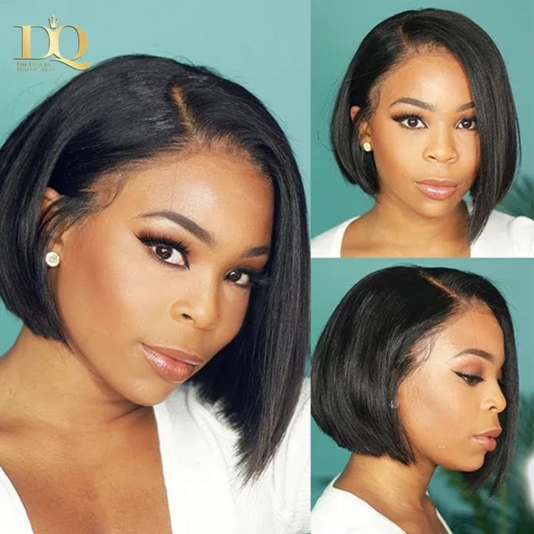 Remy Brazilian Straight Bob Wigs T Part Lace Frontal - Image 3