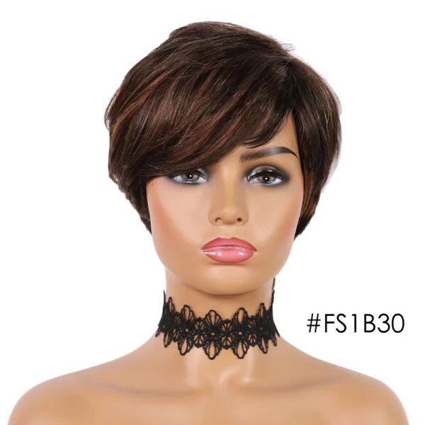 Brazilian Pixie Wigs With Bangs Cheap Glueless Wig - Image 7