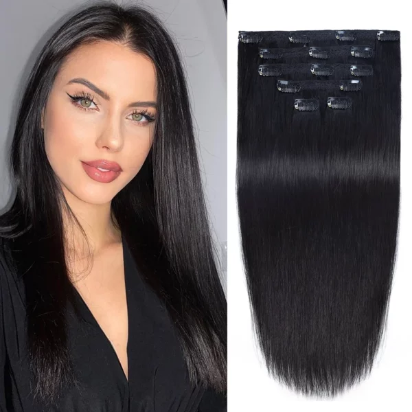 Clip in Hair Extensions Straight Remy Ombre - Image 12