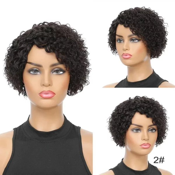 Short Kinky Curly Afro Short Pixie Cut No Lace Front Brazilian Remy Wigs - Image 9