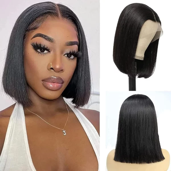 Glueless Short Bob Wig Lace Front Glueless Straight Lace Closure - Image 4