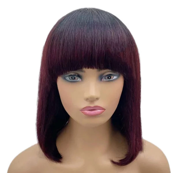 Glueless Wig With Bangs Balayage Highlight Ombre - Image 22