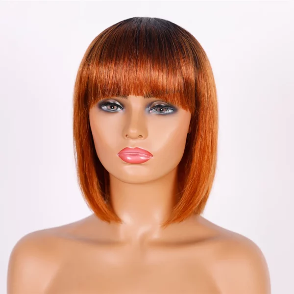 Glueless Wig With Bangs Balayage Highlight Ombre - Image 24