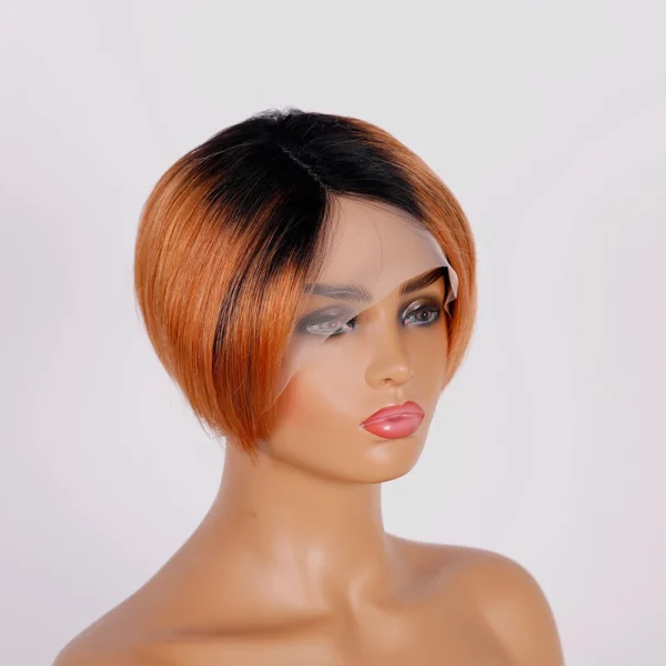 Short Pixie Cut Lace Wig Side Part Bob Peruvian Straight - Image 11