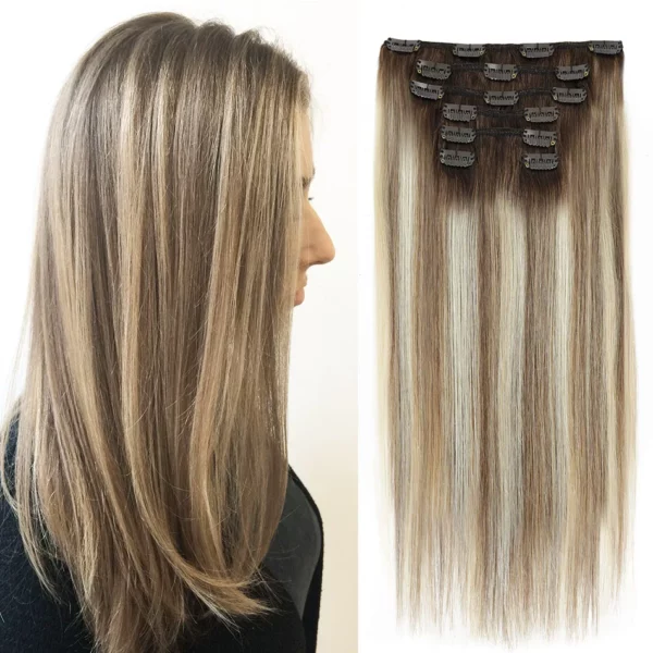 Clip in Hair Extensions Straight Remy Ombre - Image 14