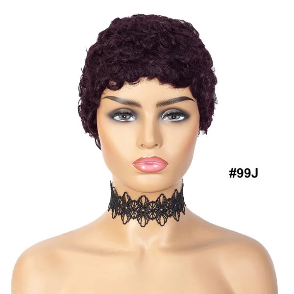 Short Curly Pixie Cut Brazilian Glueless Afro Kinky - Image 9