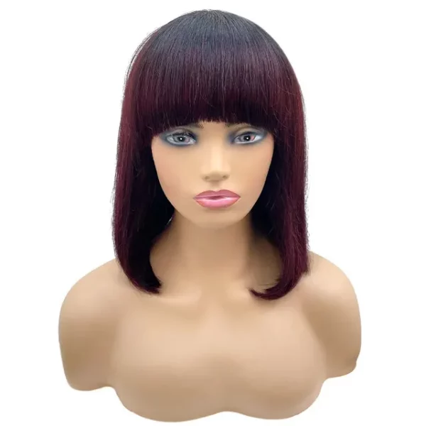 Glueless Wig With Bangs Balayage Highlight Ombre - Image 9