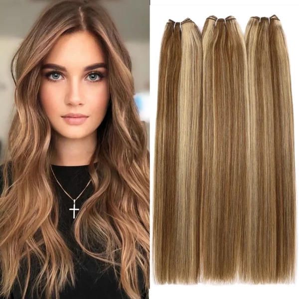 Russian Human Hair Bundles Weft 100% Remy Weaves Straight