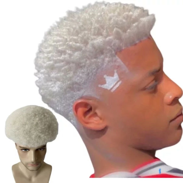 Root Afro Toupee Platinum Color for Black Men - Image 8