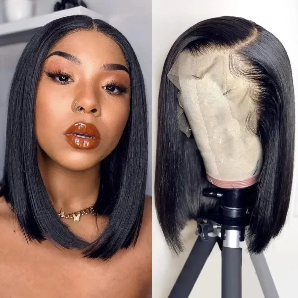 Short Bob Straight Lace Front Remy Brazilian Lace Wigs