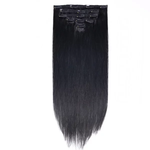 Clip in Hair Extensions Straight Hairpiece Full Head European - Image 3