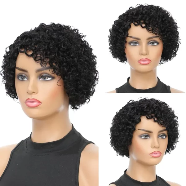 Short Kinky Curly Afro Short Pixie Cut No Lace Front Brazilian Remy Wigs - Image 2