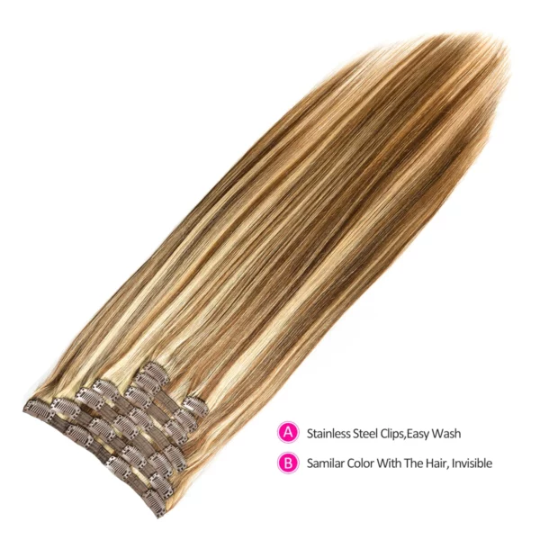 Blonde Clip in Human Hair Extensions - Image 9