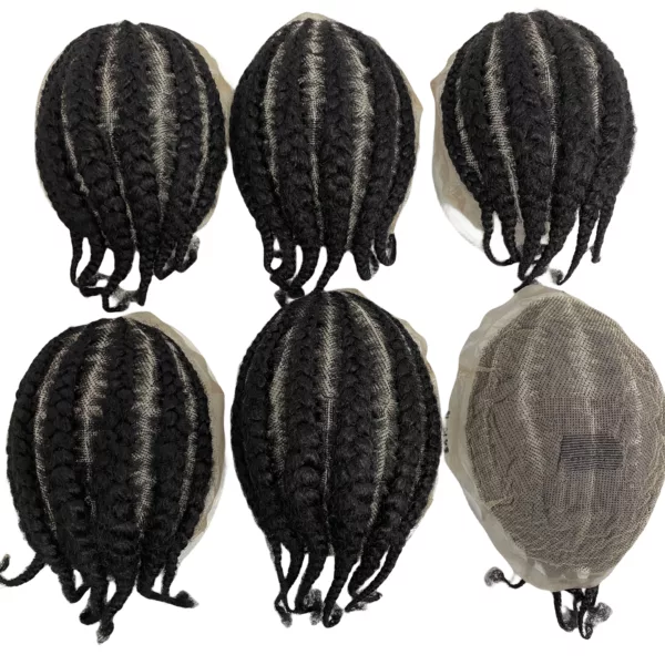 Afro Corn Braids Full Lace Toupee for Men - Image 3