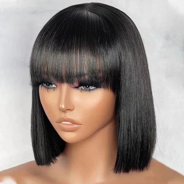 Short Straight Bob with Bang Wigs Highlight No Lace
