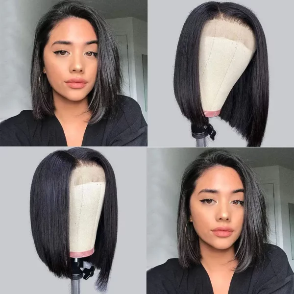 Short Bob Straight Lace Front Remy Brazilian Lace Wigs - Image 3