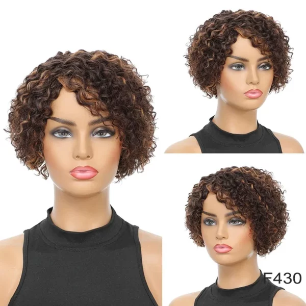 Short Kinky Curly Afro Short Pixie Cut No Lace Front Brazilian Remy Wigs - Image 10