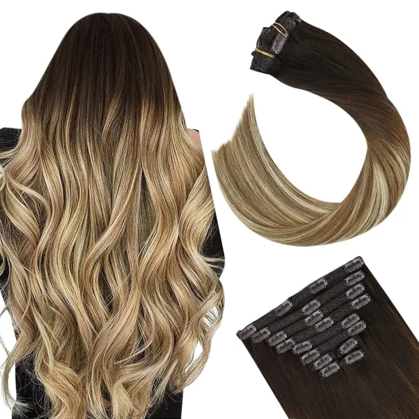 Clip in Hair Extensions Double Weft Remy Hair - Image 9