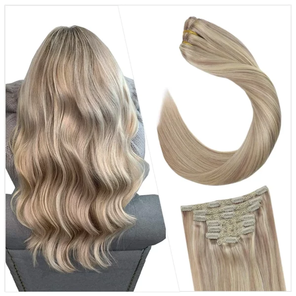 Clip in Hair Extensions Double Weft Remy Hair - Image 10