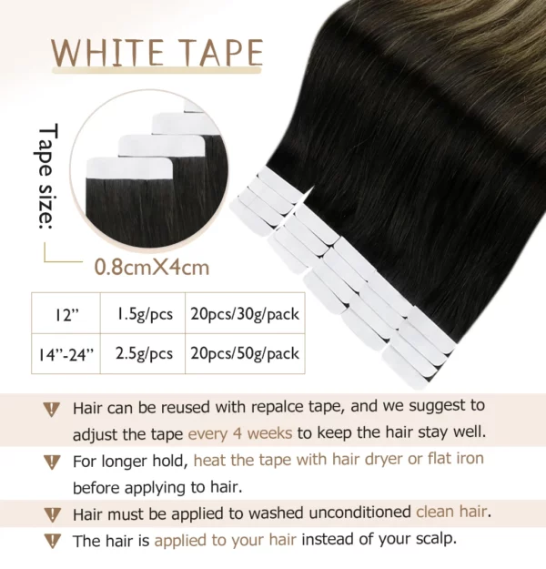 Ombre Tape in Human Hair Extensions - Image 41