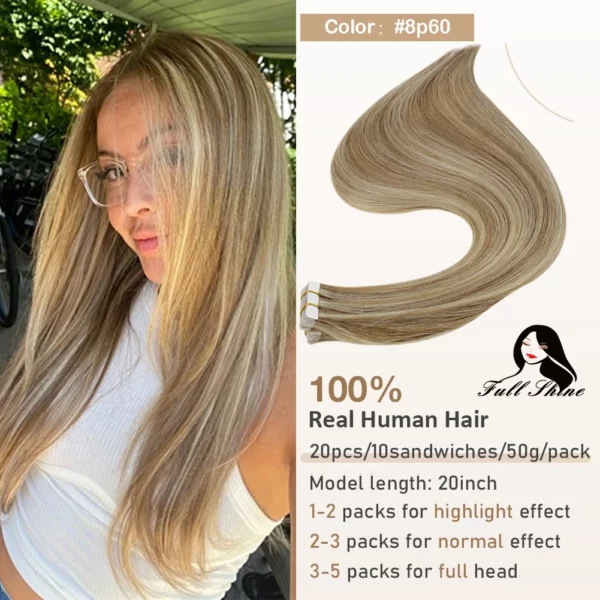 Ombre Tape in Human Hair Extensions - Image 6