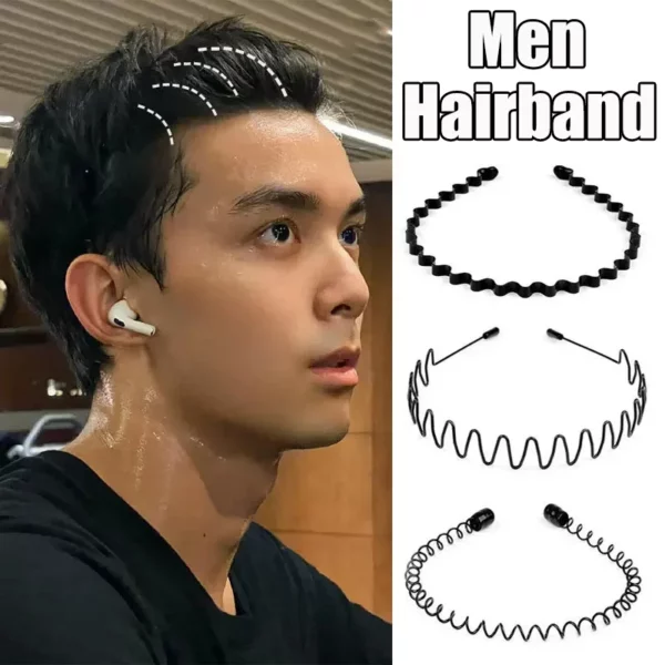 Fashion Black Metal Waved Style Unisex Hair Band - Image 19