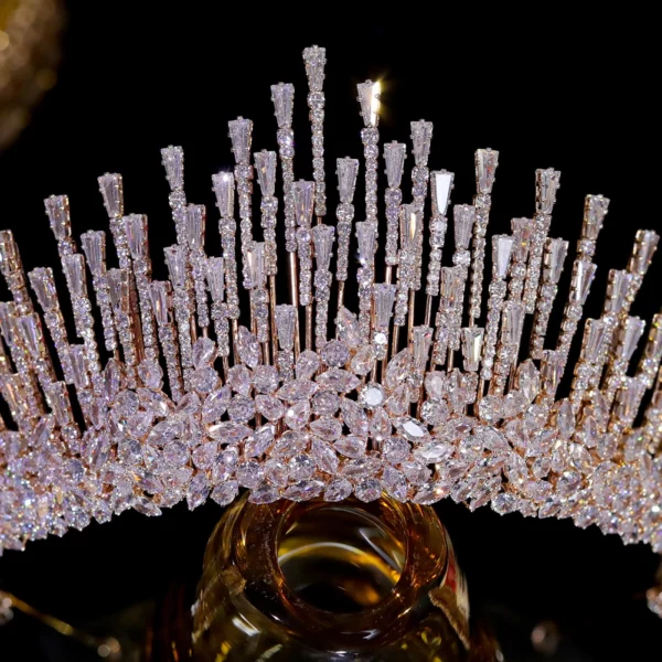 ASNORA New Luxury Cubic Zirconia Big Crown Tiara - Image 10