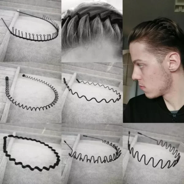 Fashion Black Metal Waved Style Unisex Hair Band - Image 6