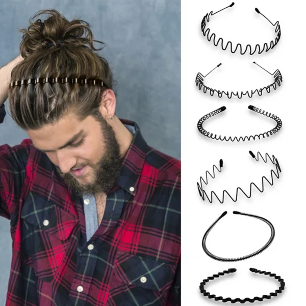 Fashion Black Metal Waved Style Unisex Hair Band - Image 24