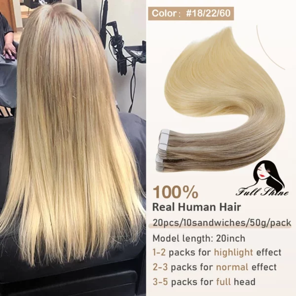 Ombre Tape in Human Hair Extensions - Image 8