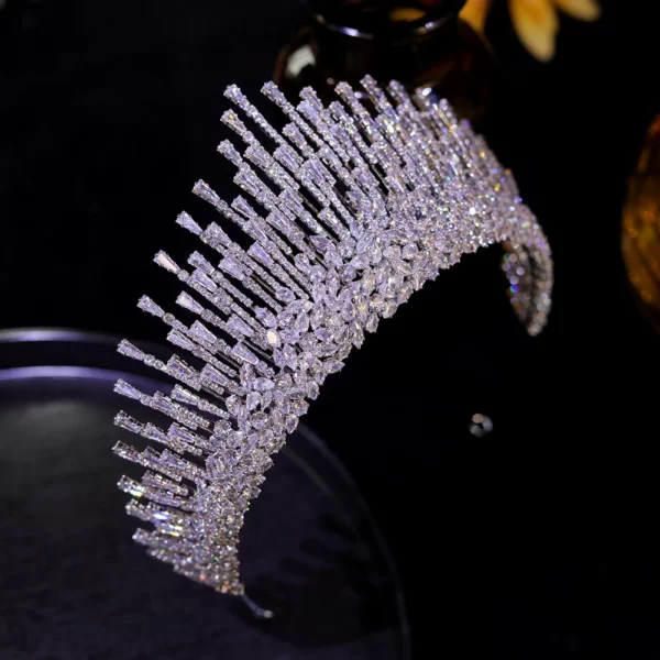 ASNORA New Luxury Cubic Zirconia Big Crown Tiara - Image 4