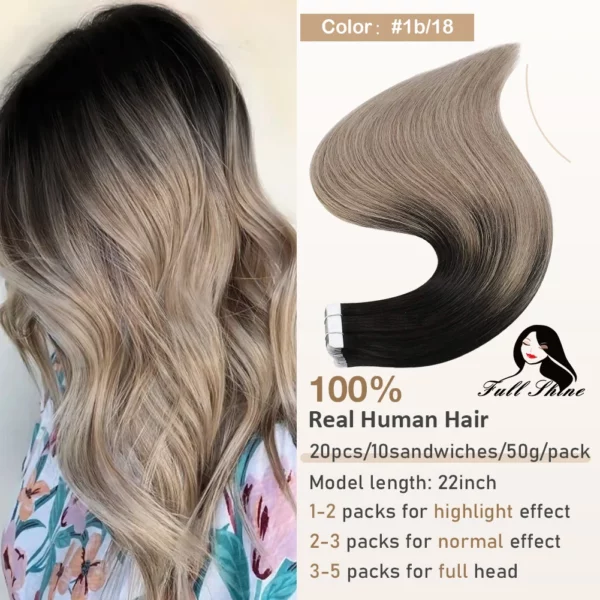 Ombre Tape in Human Hair Extensions - Image 25